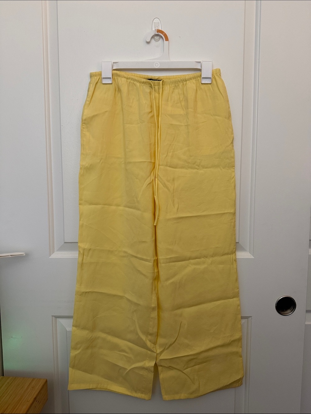 zara yellow Drawstring Wide-Leg Pants